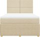 vidaXL Łóżko kontynentalne z materacem, kremowe, tkanina, 140x190 cm 4