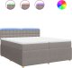 vidaXL vidaXL Łóżko kontynentalne z materacem, taupe, tkanina, 200x200 cm 2