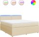 vidaXL vidaXL Łóżko kontynentalne z materacem, kremowe, tkanina, 180x200 cm 2