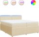vidaXL vidaXL Łóżko kontynentalne z materacem, kremowe, tkanina, 200x200 cm 2