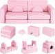 Ecotoys Sofa składana modułowa dla dzieci duża 2 osobowa DIY 10 miękkich poduch - różowa ECOTOYS 1