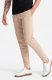 Ombre Męskie bawełniane spodnie joggery dresowe BASIC  beżowe V6 OM-PABS-0174 M 4
