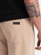 Ombre Męskie bawełniane spodnie joggery dresowe BASIC  beżowe V6 OM-PABS-0174 M 5