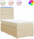 vidaXL Łóżko kontynentalne z materacem, kremowe, tkanina, 80x200 cm 2