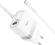 Ładowarka Hoco HOCO ładowarka sieciowa USB A + Typ C + kabel Typ C do Typ C PD QC3.0 3A 30W N21 biała 3