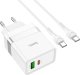 Ładowarka Hoco HOCO ładowarka sieciowa USB A + Typ C + kabel Typ C do Typ C PD QC3.0 3A 30W N21 biała 5