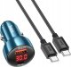 Ładowarka Hoco HOCO ładowarka samochodowa USB A + Typ C z wyświetlaczem + kabel Typ C do Lightning PD QC3.0 3A 48W Z50 niebieska 1