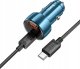 Ładowarka Hoco HOCO ładowarka samochodowa USB A + Typ C z wyświetlaczem + kabel Typ C do Lightning PD QC3.0 3A 48W Z50 niebieska 2