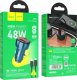 Ładowarka Hoco HOCO ładowarka samochodowa USB A + Typ C z wyświetlaczem + kabel Typ C do Lightning PD QC3.0 3A 48W Z50 niebieska 4