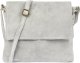 Vera Pelle Włoska Torebka damska zamszowa listonoszka z klapą jasna szara B67 1