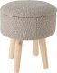 Home Styling Collection Taboret z siedziskiem teddy, sosnowe nogi, wys. 34 cm 1