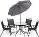 ModernHome Komplet mebli ogrodowych stolik 4 krzesła parasol 1