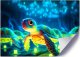 Feeby Obraz na płótnie, Kosmiczny żółw neon (Rozmiar 120x80) 2