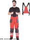 R.E.I.S. LH-FMNWX-B - Spodnie ochronne ocieplane ogrodniczki FORMEN z odpinanymi szelkami - czerwono-stalowo-czarny 2XL 1
