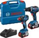 Zestaw elektronarzędzi Bosch Bosch battery combo kit GDX 18V-200 Professional + GSR 18V-55 Professional, 18Volt, tool set (blue/black, 2x Li-ion battery 4.0Ah, impact wrench and drill driver, in L-case) 4