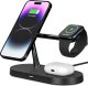 Alogy Ładowarka indukcyjna Qi Mag Safe 15W do iPhone Apple Watch AirPods bezprzewodowa 5w1 Stacja dokująca Czarna 15