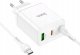 Ładowarka Hoco HOCO ładowarka sieciowa 2 x Typ C + USB A + kabel Typ C do Typ C PD QC3.0 3A 35W N33 biała 2