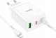 Ładowarka Hoco HOCO ładowarka sieciowa 2 x Typ C + USB A + kabel Typ C do Lightning PD QC3.0 3A 35W N33 biała 2