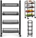 ModernHome Metalowy regał mobliny łazienkowy z 4 półkami kółka czarny ModernHome 1