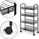 ModernHome Metalowy regał mobliny łazienkowy z 4 półkami kółka czarny ModernHome 4