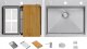 Zlewozmywak GraniteQ BURT 100 Workstation SteelQ  zlewozmywak 1-komorowy b/o stal szlachetna 580*485 mm + syfon push to open + dozownik stal szcz. + wkładka ociekowa+ Qmat 8