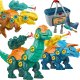 Woopie WOOPIE Zestaw Dinozaury do Skręcania 3 szt. Zestaw Konstrukcyjny w Pudełku + Wiertarka i Śrubokręt 1
