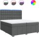 vidaXL vidaXL Łóżko kontynentalne z materacem, ciemnoszara tkanina 200x200 cm 2