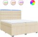 vidaXL Łóżko kontynentalne z materacem, kremowe, tkanina, 200x200 cm 2