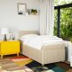 vidaXL Łóżko kontynentalne z materacem, kremowe, tkanina, 90x190 cm 3
