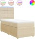 vidaXL vidaXL Łóżko kontynentalne z materacem, kremowe, tkanina, 90x190 cm 2