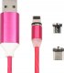 Kabel USB Xtech Świecący kabel magnetyczny USB-Lightning, USB-C, Micro 3w1 100cm 518 (różowy) 2