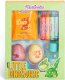 MARTINELIA_SET Little Dinosauric Fun Bath kula do kąpieli 2x70g + żel do mycia 100ml + kredki do malowania 5szt + sól do kąpieli 100g 1