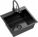 Zlewozmywak QUADRON LUKE 100 zlewozmywak stalowy black metal (50x45x20) z syfonem 1-komorowy b/o + bateria z elastyczną wylewką black metal 2