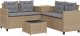 vidaXL Narożnik ogrodowy z poduszkami i stolikiem, rattan PE, beżowy 2