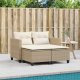 vidaXL Sofa ogrodowa 2-osobowa ze stołkami, beżowa, rattan PE 3