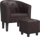 vidaXL Fotel klubowy z podnóżkiem, brązowy, obity sztuczną skórą 2