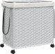 Kosz na pranie vidaXL vidaXL Kosz na pranie z kółkami, biały, 60x35x60,5 cm, rattan 2