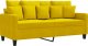 vidaXL vidaXL Sofa 2-osobowa, żółta, 140 cm, tapicerowana aksamitem 2