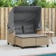 vidaXL vidaXL 2-os. sofa ogrodowa z zadaszeniem i stołkami, beżowa, rattan PE 2