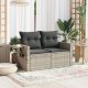 vidaXL Sofa ogrodowa z poduszkami, 2-osobowa, jasnoszara, polirattan 3
