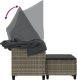 vidaXL 2-os. sofa ogrodowa, daszek i podnóżki, jasnoszara, rattan PE 8