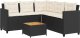 vidaXL Narożnik ogrodowy z poduszkami i stolikiem, rattan PE, czarny 2