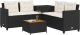 vidaXL Narożnik ogrodowy z poduszkami i stolikiem, rattan PE, czarny 3