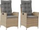 vidaXL Rozkładane fotele ogrodowe, 2 szt., poduszki, mieszany beż 2