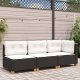 vidaXL vidaXL Sofa ogrodowa z poduszkami, 3-osobowa, czarna, polirattan 2