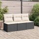 vidaXL vidaXL Sofa ogrodowa z poduszkami, 3-osobowa, czarna, polirattan 2