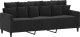 vidaXL vidaXL Sofa 3-osobowa, czarny, 180 cm, tapicerowana aksamitem 2