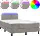 vidaXL vidaXL Łóżko kontynentalne z materacem i LED, jasnoszare, 120x190 cm 2