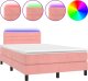 vidaXL vidaXL Łóżko kontynentalne z materacem i LED, róż, 120x190 cm, aksamit 2