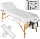Tectake 3-strefowy stoł do masażu Somwang z 7,5 cm wyściółką, rolkami i drewnianą ramą - biały 1